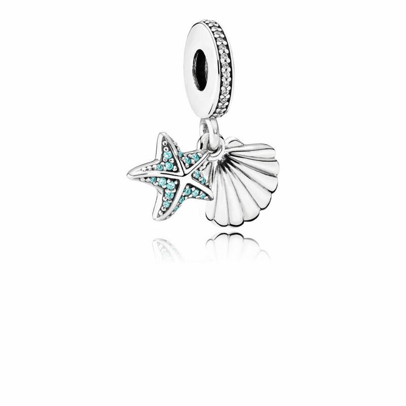 Pandora Tropical Starfish & Sea Shell Dangle Charm - Sterling Silver/Blue/Cubic Zirconia - Canada |